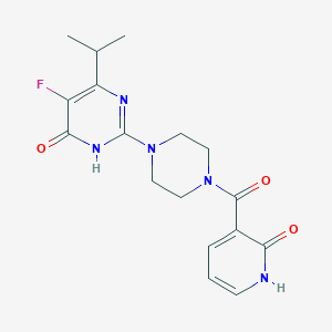 5-fluoro-2-[4-(2-oxo-1,2-dihydropyridine-3-carbonyl)piperazin-1-yl]-6-(propan-2-yl)-3,4-dihydropyrimidin-4-one