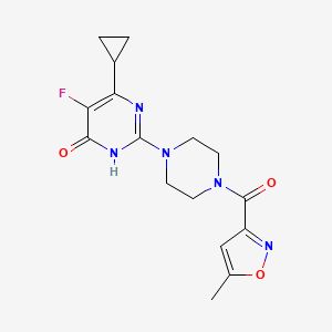 molecular formula C16H18FN5O3 B6449601 6-cyclopropyl-5-fluoro-2-[4-(5-methyl-1,2-oxazole-3-carbonyl)piperazin-1-yl]-3,4-dihydropyrimidin-4-one CAS No. 2548985-33-5