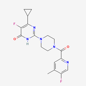 molecular formula C18H19F2N5O2 B6449647 6-cyclopropyl-5-fluoro-2-[4-(5-fluoro-4-methylpyridine-2-carbonyl)piperazin-1-yl]-3,4-dihydropyrimidin-4-one CAS No. 2548994-25-6