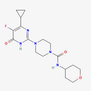 molecular formula C17H24FN5O3 B6449667 4-(4-cyclopropyl-5-fluoro-6-oxo-1,6-dihydropyrimidin-2-yl)-N-(oxan-4-yl)piperazine-1-carboxamide CAS No. 2548985-40-4