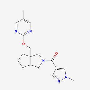 molecular formula C18H23N5O2 B6449682 5-methyl-2-{[2-(1-methyl-1H-pyrazole-4-carbonyl)-octahydrocyclopenta[c]pyrrol-3a-yl]methoxy}pyrimidine CAS No. 2548999-27-3
