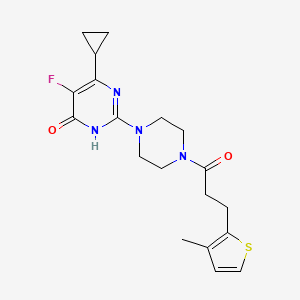 molecular formula C19H23FN4O2S B6449684 6-cyclopropyl-5-fluoro-2-{4-[3-(3-methylthiophen-2-yl)propanoyl]piperazin-1-yl}-3,4-dihydropyrimidin-4-one CAS No. 2549021-10-3