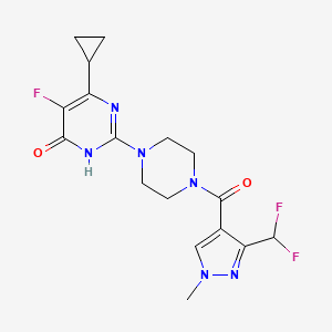 molecular formula C17H19F3N6O2 B6449692 6-cyclopropyl-2-{4-[3-(difluoromethyl)-1-methyl-1H-pyrazole-4-carbonyl]piperazin-1-yl}-5-fluoro-3,4-dihydropyrimidin-4-one CAS No. 2549035-68-7