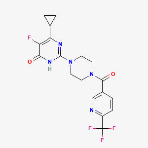molecular formula C18H17F4N5O2 B6449699 6-cyclopropyl-5-fluoro-2-{4-[6-(trifluoromethyl)pyridine-3-carbonyl]piperazin-1-yl}-3,4-dihydropyrimidin-4-one CAS No. 2549063-44-5
