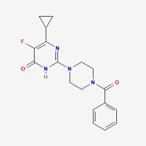 molecular formula C18H19FN4O2 B6449702 2-(4-benzoylpiperazin-1-yl)-6-cyclopropyl-5-fluoro-3,4-dihydropyrimidin-4-one CAS No. 2549047-67-6