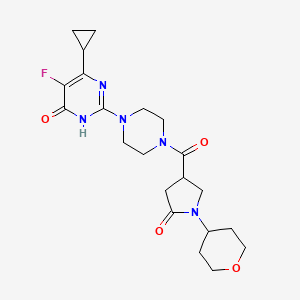 molecular formula C21H28FN5O4 B6449727 6-cyclopropyl-5-fluoro-2-{4-[1-(oxan-4-yl)-5-oxopyrrolidine-3-carbonyl]piperazin-1-yl}-3,4-dihydropyrimidin-4-one CAS No. 2549050-11-3