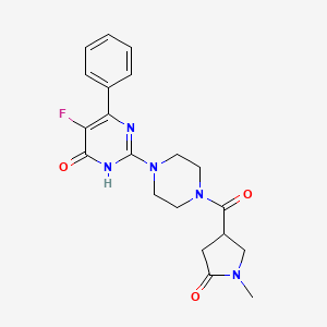 molecular formula C20H22FN5O3 B6449739 5-fluoro-2-[4-(1-methyl-5-oxopyrrolidine-3-carbonyl)piperazin-1-yl]-6-phenyl-3,4-dihydropyrimidin-4-one CAS No. 2549001-82-1