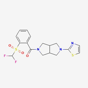 molecular formula C17H17F2N3O3S2 B6449765 2-[5-(2-difluoromethanesulfonylbenzoyl)-octahydropyrrolo[3,4-c]pyrrol-2-yl]-1,3-thiazole CAS No. 2549024-07-7