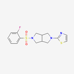 molecular formula C15H16FN3O2S2 B6449817 2-[5-(2-fluorobenzenesulfonyl)-octahydropyrrolo[3,4-c]pyrrol-2-yl]-1,3-thiazole CAS No. 2549046-79-7