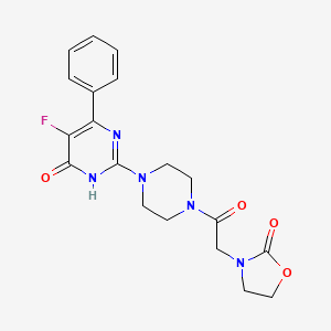 5-fluoro-2-{4-[2-(2-oxo-1,3-oxazolidin-3-yl)acetyl]piperazin-1-yl}-6-phenyl-3,4-dihydropyrimidin-4-one