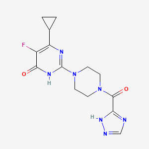 molecular formula C14H16FN7O2 B6449839 6-cyclopropyl-5-fluoro-2-[4-(1H-1,2,4-triazole-3-carbonyl)piperazin-1-yl]-3,4-dihydropyrimidin-4-one CAS No. 2549015-62-3