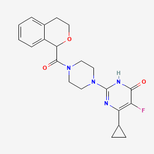 molecular formula C21H23FN4O3 B6449843 6-cyclopropyl-2-[4-(3,4-dihydro-1H-2-benzopyran-1-carbonyl)piperazin-1-yl]-5-fluoro-3,4-dihydropyrimidin-4-one CAS No. 2549013-45-6