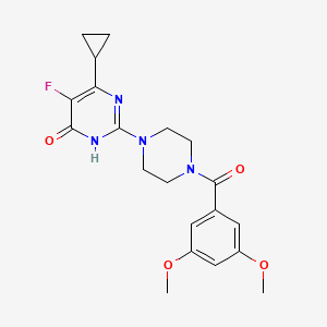 molecular formula C20H23FN4O4 B6449851 6-cyclopropyl-2-[4-(3,5-dimethoxybenzoyl)piperazin-1-yl]-5-fluoro-3,4-dihydropyrimidin-4-one CAS No. 2549015-81-6