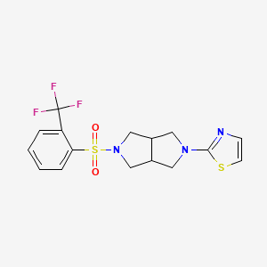 molecular formula C16H16F3N3O2S2 B6449869 2-{5-[2-(trifluoromethyl)benzenesulfonyl]-octahydropyrrolo[3,4-c]pyrrol-2-yl}-1,3-thiazole CAS No. 2548981-37-7
