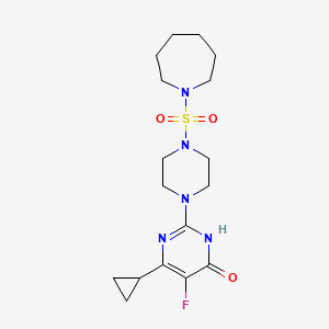 molecular formula C17H26FN5O3S B6449884 2-[4-(azepane-1-sulfonyl)piperazin-1-yl]-6-cyclopropyl-5-fluoro-3,4-dihydropyrimidin-4-one CAS No. 2549041-56-5