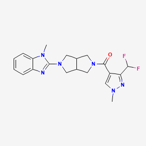 molecular formula C20H22F2N6O B6449893 2-{5-[3-(difluoromethyl)-1-methyl-1H-pyrazole-4-carbonyl]-octahydropyrrolo[3,4-c]pyrrol-2-yl}-1-methyl-1H-1,3-benzodiazole CAS No. 2549018-59-7