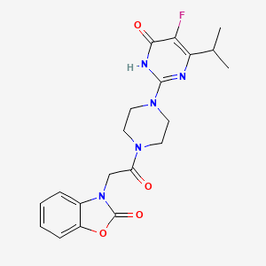 molecular formula C20H22FN5O4 B6449936 3-(2-{4-[5-fluoro-6-oxo-4-(propan-2-yl)-1,6-dihydropyrimidin-2-yl]piperazin-1-yl}-2-oxoethyl)-2,3-dihydro-1,3-benzoxazol-2-one CAS No. 2548992-44-3
