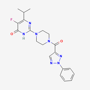 molecular formula C20H22FN7O2 B6449948 5-fluoro-2-[4-(2-phenyl-2H-1,2,3-triazole-4-carbonyl)piperazin-1-yl]-6-(propan-2-yl)-3,4-dihydropyrimidin-4-one CAS No. 2548994-18-7