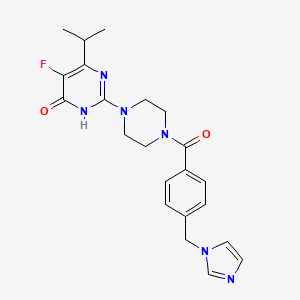 molecular formula C22H25FN6O2 B6449951 5-fluoro-2-(4-{4-[(1H-imidazol-1-yl)methyl]benzoyl}piperazin-1-yl)-6-(propan-2-yl)-3,4-dihydropyrimidin-4-one CAS No. 2549001-68-3