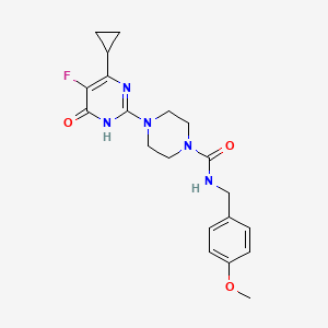 molecular formula C20H24FN5O3 B6449955 4-(4-cyclopropyl-5-fluoro-6-oxo-1,6-dihydropyrimidin-2-yl)-N-[(4-methoxyphenyl)methyl]piperazine-1-carboxamide CAS No. 2549024-48-6