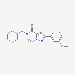 molecular formula C19H21N3O3 B6449963 2-(3-methoxyphenyl)-5-[(oxan-3-yl)methyl]-4H,5H-pyrazolo[1,5-a]pyrazin-4-one CAS No. 2640866-33-5