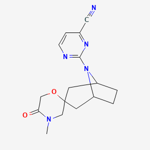 molecular formula C16H19N5O2 B6449992 2-{4'-methyl-5'-oxo-8-azaspiro[bicyclo[3.2.1]octane-3,2'-morpholin]-8-yl}pyrimidine-4-carbonitrile CAS No. 2640815-27-4