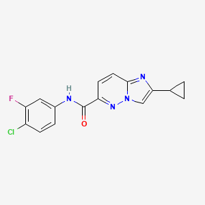 molecular formula C16H12ClFN4O B6450111 N-(4-chloro-3-fluorophenyl)-2-cyclopropylimidazo[1,2-b]pyridazine-6-carboxamide CAS No. 2548996-21-8