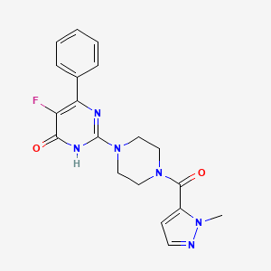 molecular formula C19H19FN6O2 B6450118 5-fluoro-2-[4-(1-methyl-1H-pyrazole-5-carbonyl)piperazin-1-yl]-6-phenyl-3,4-dihydropyrimidin-4-one CAS No. 2548984-70-7