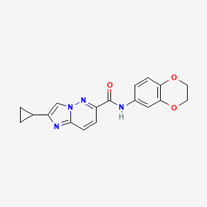 molecular formula C18H16N4O3 B6450182 2-cyclopropyl-N-(2,3-dihydro-1,4-benzodioxin-6-yl)imidazo[1,2-b]pyridazine-6-carboxamide CAS No. 2548985-75-5
