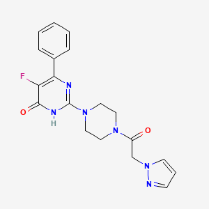 molecular formula C19H19FN6O2 B6450199 5-fluoro-6-phenyl-2-{4-[2-(1H-pyrazol-1-yl)acetyl]piperazin-1-yl}-3,4-dihydropyrimidin-4-one CAS No. 2549005-61-8