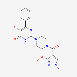 molecular formula C20H21FN6O3 B6450231 5-fluoro-2-[4-(3-methoxy-1-methyl-1H-pyrazole-4-carbonyl)piperazin-1-yl]-6-phenyl-3,4-dihydropyrimidin-4-one CAS No. 2549023-89-2