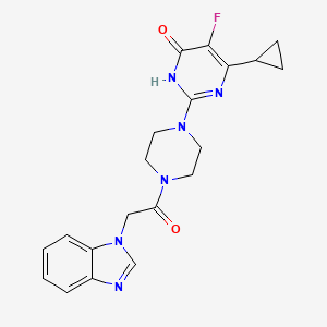 molecular formula C20H21FN6O2 B6450280 2-{4-[2-(1H-1,3-benzodiazol-1-yl)acetyl]piperazin-1-yl}-6-cyclopropyl-5-fluoro-3,4-dihydropyrimidin-4-one CAS No. 2549027-98-5