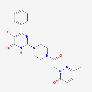 molecular formula C21H21FN6O3 B6450283 5-fluoro-2-{4-[2-(3-methyl-6-oxo-1,6-dihydropyridazin-1-yl)acetyl]piperazin-1-yl}-6-phenyl-3,4-dihydropyrimidin-4-one CAS No. 2548994-04-1