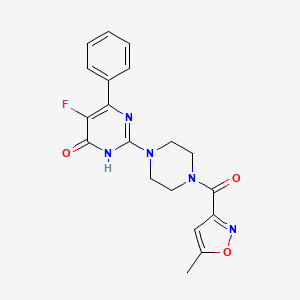 5-fluoro-2-[4-(5-methyl-1,2-oxazole-3-carbonyl)piperazin-1-yl]-6-phenyl-3,4-dihydropyrimidin-4-one