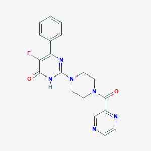 molecular formula C19H17FN6O2 B6450358 5-fluoro-6-phenyl-2-[4-(pyrazine-2-carbonyl)piperazin-1-yl]-3,4-dihydropyrimidin-4-one CAS No. 2548988-84-5