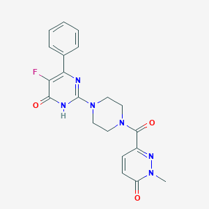 5-fluoro-2-[4-(1-methyl-6-oxo-1,6-dihydropyridazine-3-carbonyl)piperazin-1-yl]-6-phenyl-3,4-dihydropyrimidin-4-one
