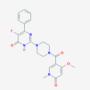 molecular formula C22H22FN5O4 B6450425 5-fluoro-2-[4-(4-methoxy-1-methyl-6-oxo-1,6-dihydropyridine-3-carbonyl)piperazin-1-yl]-6-phenyl-3,4-dihydropyrimidin-4-one CAS No. 2549050-41-9
