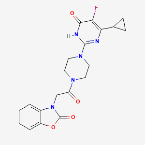 molecular formula C20H20FN5O4 B6450463 3-{2-[4-(4-cyclopropyl-5-fluoro-6-oxo-1,6-dihydropyrimidin-2-yl)piperazin-1-yl]-2-oxoethyl}-2,3-dihydro-1,3-benzoxazol-2-one CAS No. 2548981-88-8