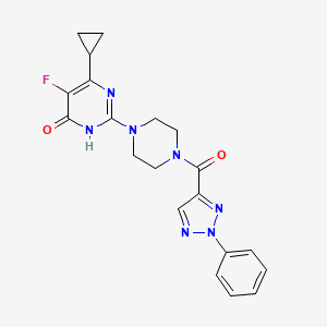 molecular formula C20H20FN7O2 B6450469 6-cyclopropyl-5-fluoro-2-[4-(2-phenyl-2H-1,2,3-triazole-4-carbonyl)piperazin-1-yl]-3,4-dihydropyrimidin-4-one CAS No. 2548996-48-9