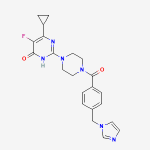 molecular formula C22H23FN6O2 B6450481 6-cyclopropyl-5-fluoro-2-(4-{4-[(1H-imidazol-1-yl)methyl]benzoyl}piperazin-1-yl)-3,4-dihydropyrimidin-4-one CAS No. 2549047-53-0