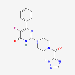molecular formula C17H16FN7O2 B6450502 5-fluoro-6-phenyl-2-[4-(1H-1,2,4-triazole-3-carbonyl)piperazin-1-yl]-3,4-dihydropyrimidin-4-one CAS No. 2549005-34-5