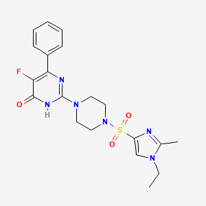 molecular formula C20H23FN6O3S B6450519 2-{4-[(1-ethyl-2-methyl-1H-imidazol-4-yl)sulfonyl]piperazin-1-yl}-5-fluoro-6-phenyl-3,4-dihydropyrimidin-4-one CAS No. 2548983-36-2