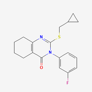 molecular formula C18H19FN2OS B6450531 2-[(cyclopropylmethyl)sulfanyl]-3-(3-fluorophenyl)-3,4,5,6,7,8-hexahydroquinazolin-4-one CAS No. 2640877-52-5