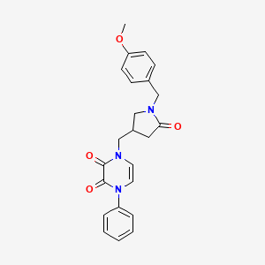 molecular formula C23H23N3O4 B6450539 1-({1-[(4-methoxyphenyl)methyl]-5-oxopyrrolidin-3-yl}methyl)-4-phenyl-1,2,3,4-tetrahydropyrazine-2,3-dione CAS No. 2640969-80-6