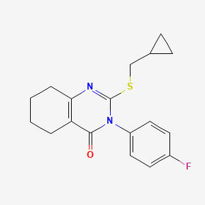 molecular formula C18H19FN2OS B6450561 2-[(cyclopropylmethyl)sulfanyl]-3-(4-fluorophenyl)-3,4,5,6,7,8-hexahydroquinazolin-4-one CAS No. 2640952-60-7