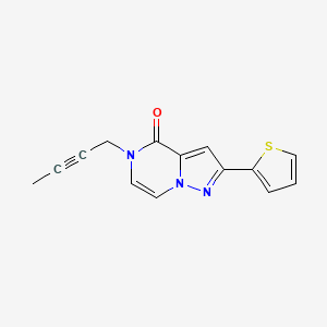 molecular formula C14H11N3OS B6450566 5-(but-2-yn-1-yl)-2-(thiophen-2-yl)-4H,5H-pyrazolo[1,5-a]pyrazin-4-one CAS No. 2640867-52-1