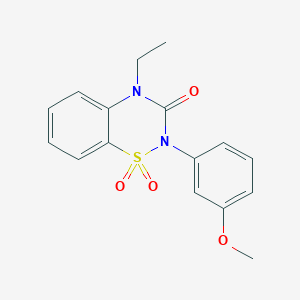 molecular formula C16H16N2O4S B6450614 4-ethyl-2-(3-methoxyphenyl)-3,4-dihydro-2H-1??,2,4-benzothiadiazine-1,1,3-trione CAS No. 2549036-97-5