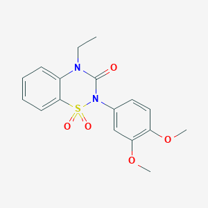 molecular formula C17H18N2O5S B6450622 2-(3,4-dimethoxyphenyl)-4-ethyl-3,4-dihydro-2H-1??,2,4-benzothiadiazine-1,1,3-trione CAS No. 2549041-63-4