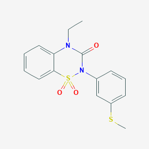 molecular formula C16H16N2O3S2 B6450631 4-ethyl-2-[3-(methylsulfanyl)phenyl]-3,4-dihydro-2H-1??,2,4-benzothiadiazine-1,1,3-trione CAS No. 2549026-82-4