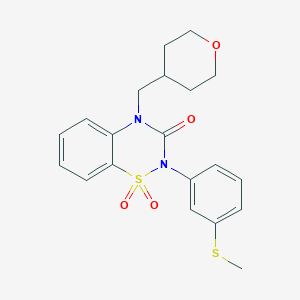 molecular formula C20H22N2O4S2 B6450644 2-[3-(methylsulfanyl)phenyl]-4-[(oxan-4-yl)methyl]-3,4-dihydro-2H-1??,2,4-benzothiadiazine-1,1,3-trione CAS No. 2548981-26-4